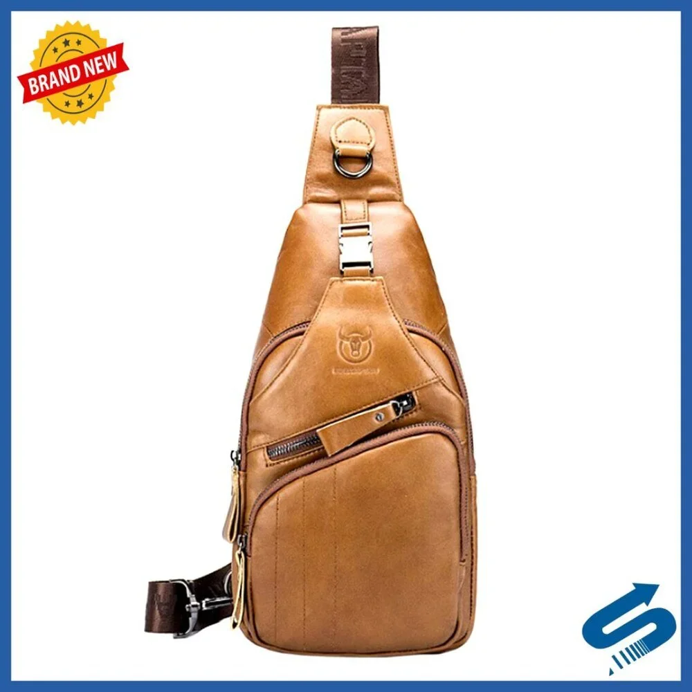 Leather Sling Crossbody Backpack Daypack Travel Outdoor Casual Pack